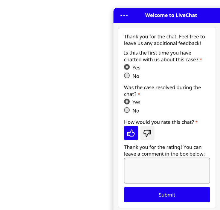 post Chat Surveys screen